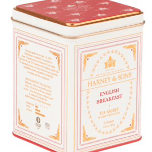 A square tin with the lid up.