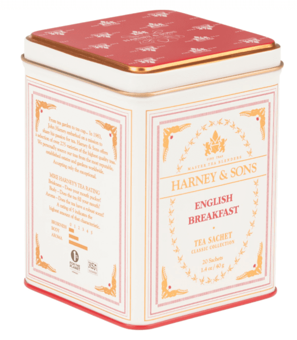 A square tin with the lid up.