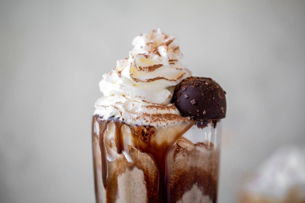 A close up of some ice cream in a glass