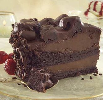 A slice of chocolate cake on top of a plate.