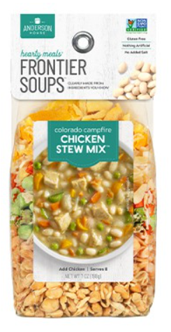 A package of stew mix with beans and corn.