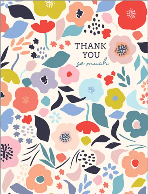 A floral pattern with the words " thank you so much ".
