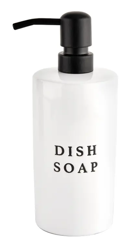 A white bottle with dish soap written on it.