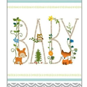 A baby shower banner with animals and words