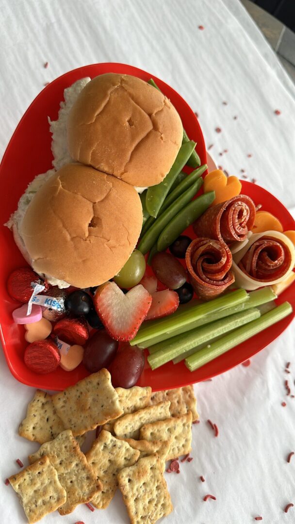 A plate of food that is on the table.