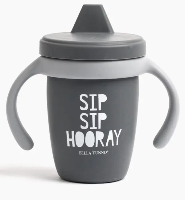A cup with the words " sip, sip hooray ".