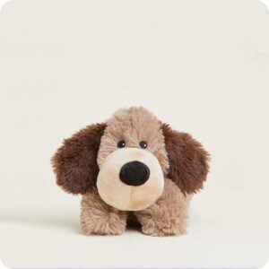 The Brown Dog Warmies Junior, a plush toy with floppy ears and black button eyes, sits against a plain light background.